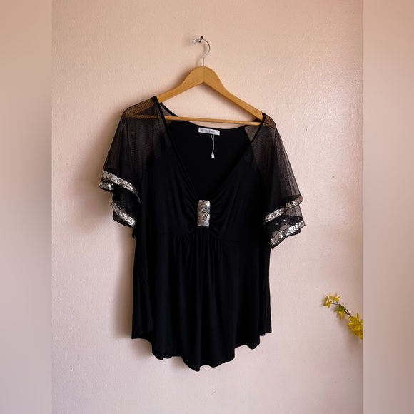 Rosegal plus size 2 X Spandex with Sequin  dress black blose - Picture 2 of 13